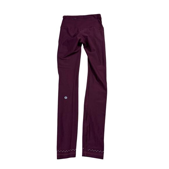 LULULEMON Zoned in Burgundy Cut Out Leggings Women's Size 4 Workout Gym - Picture 5 of 9